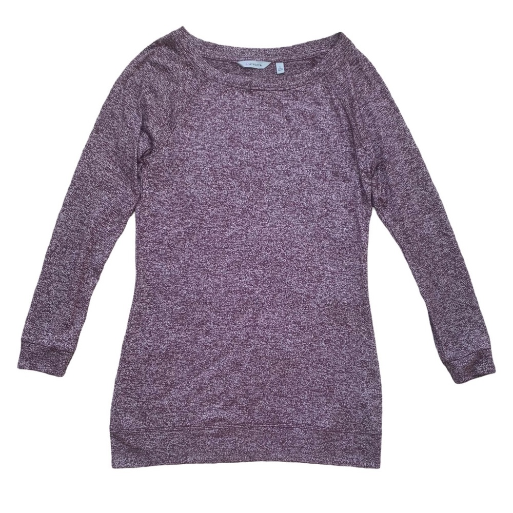 Athleta Long Sleeve Luxe Pose Purple Shirt Heathered Pullover Stretch Small